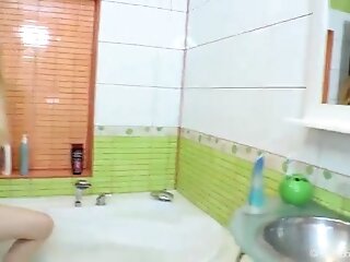Sky Nikka strips in bathroom and takes a sexy bath - WeAreHairy