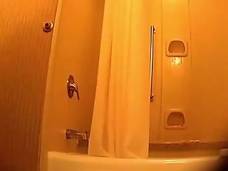 wife removing her tampon and then shower