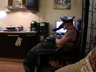 Bdsm Session With 18 Y.o. Slave -skinhead -lash Spit Slap And Punch In The Face With Leather Gloves