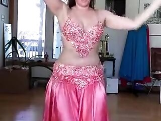 Sexy girl in Satin skirt Belly Dance