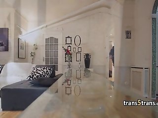 Busty sheshaft fucks for cash