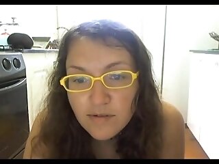 Nude curvy hairy girl cooking naked