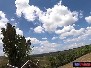 Blowjob in public from his sexy Asian girlfriend somewhere in Thailand