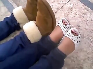 Two college Step sisters show their bare feet in public