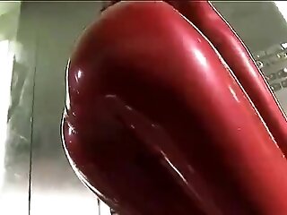 Red Latex Catsuit in Elevato